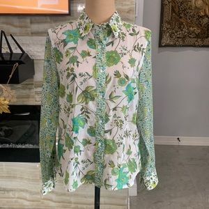 Harold’s Vintage Green Floral Print Blouse Size M (96)‎